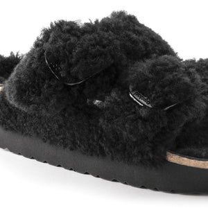 Arizona Big Buckle Teddy Black Fur - Sandali Donna Neri 1021705  BIRKENSTOCK 