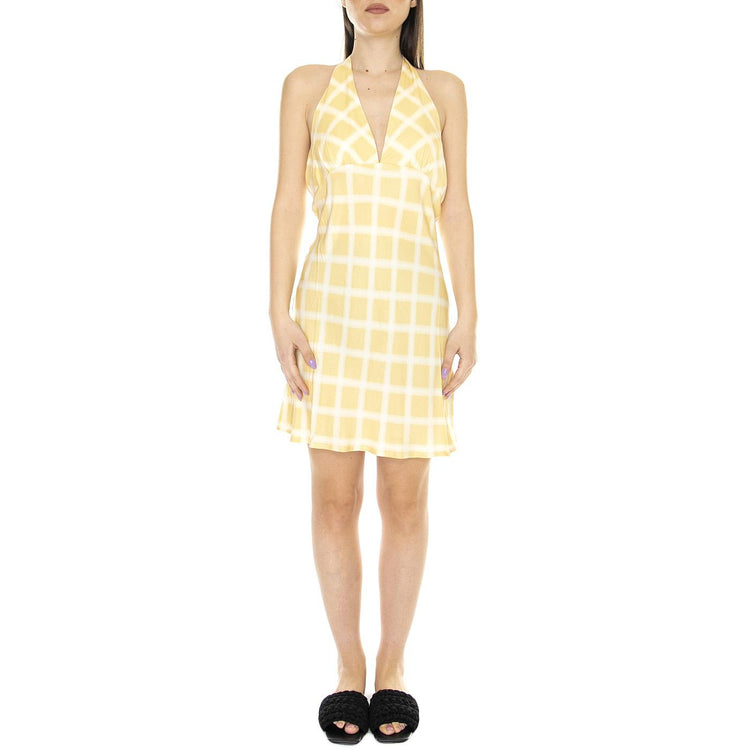 Vestido Corto Halter con Estampado de Cuadros - Abito Donna Giallo / Multicolore 31W/11253  WILD PONY 