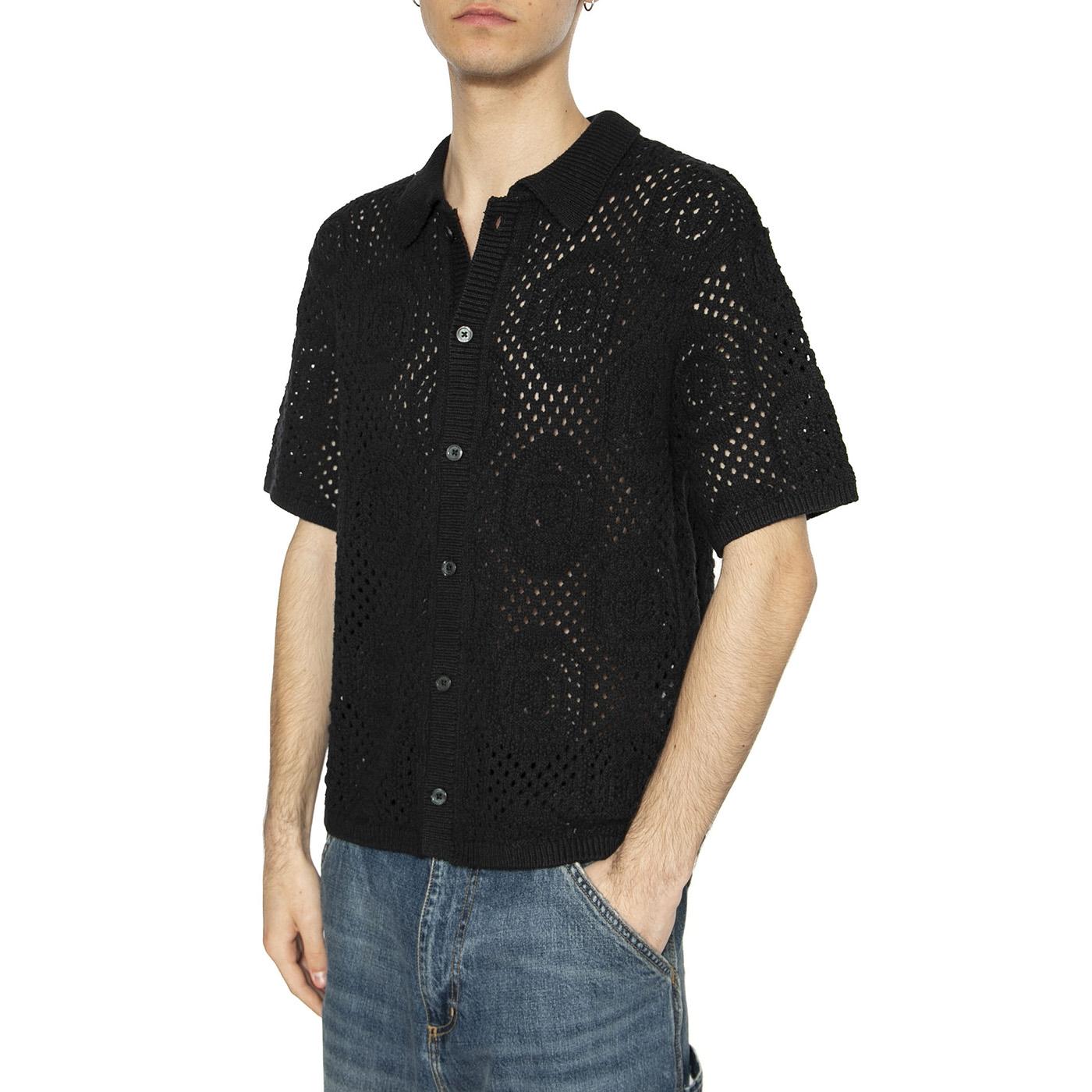 Sweater Camp Shirt Pointelle Crochet Jet - Camicia Maniche Corte Uomo Nera 0013G-0002 . LEVIS 