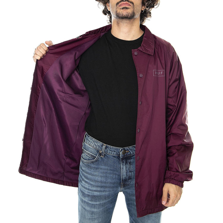 Bar Logo Coach Jacket - Burgundy - Giacca Invernale Uomo Bordeaux JK00010-BRGDY  HUF 