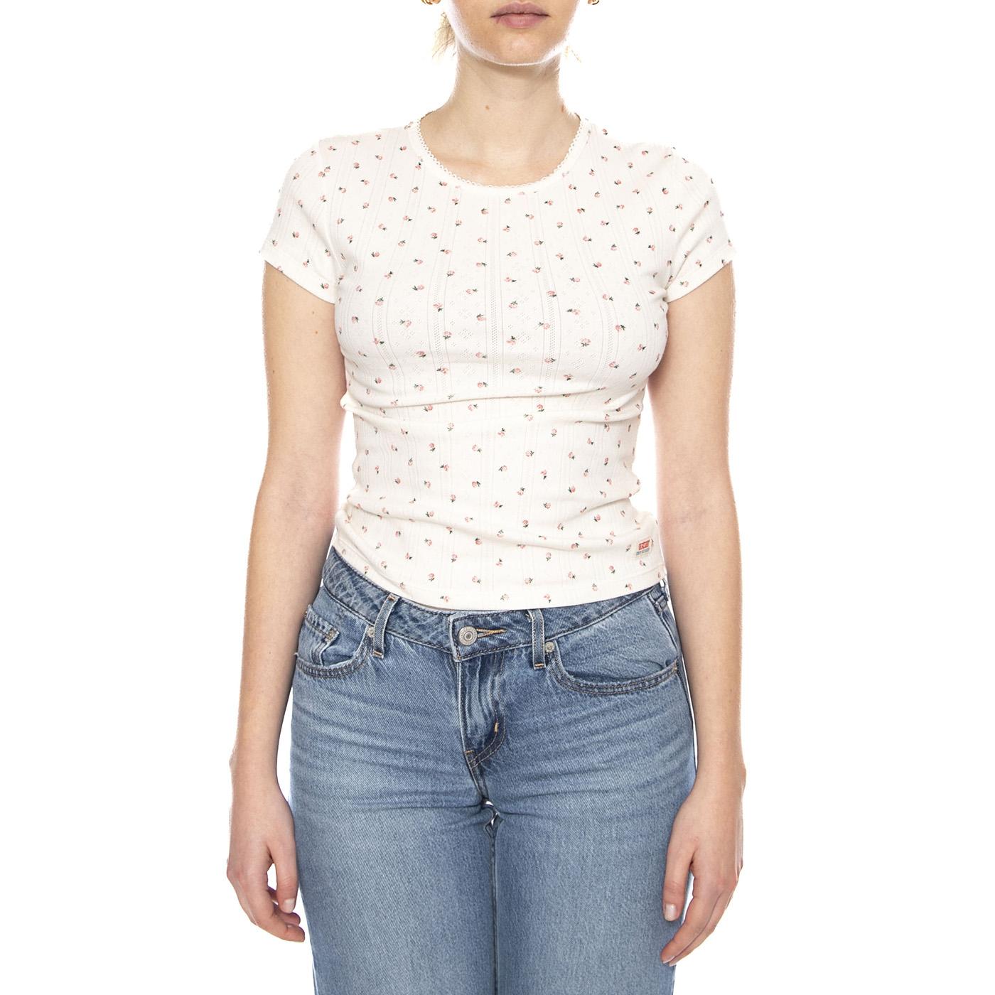 Dry Goods Tee - Abbey Ditsy Coral Blush Pointelle - Maglietta Girocollo Donna a Pois 005IM 0007 LEVIS 