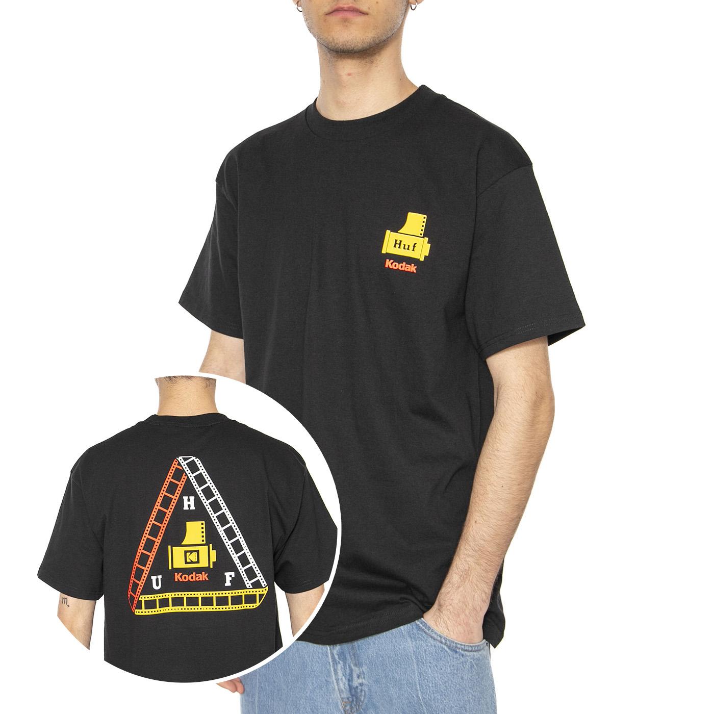 Tripel Film S/S Tee Black - Maglietta Girocollo Uomo Nera TS02469-BLACK  HUF 