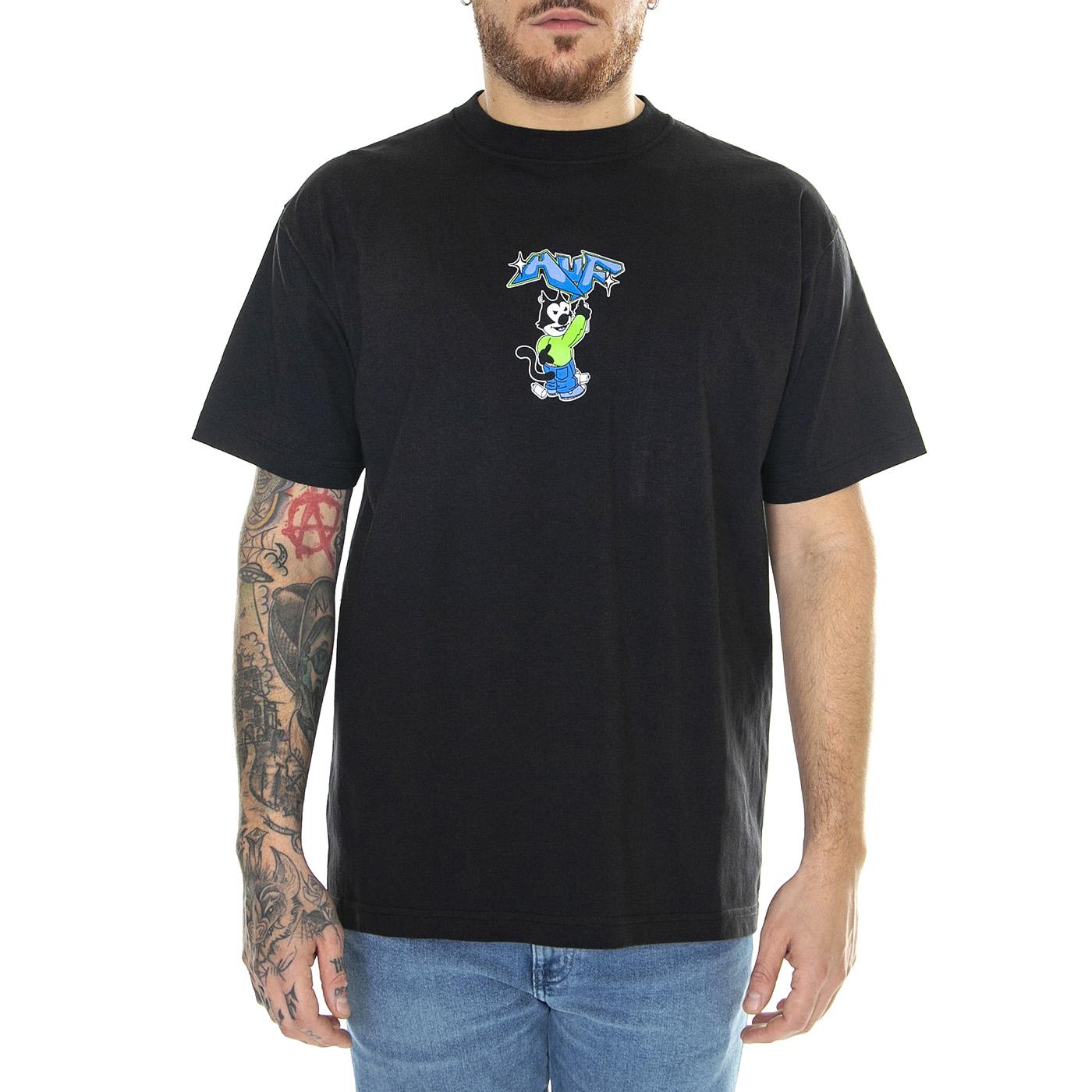 Bad Cat S/S Tee Black - Maglietta Girocollo Uomo Nera TS02135-BLACK  HUF 