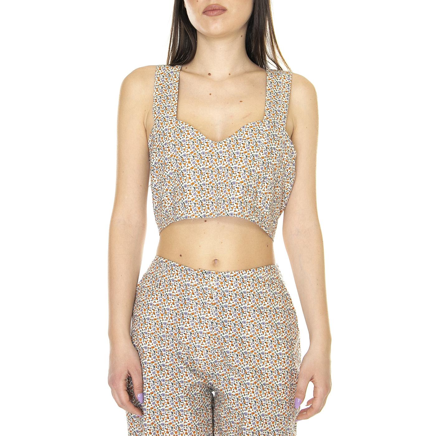 W' Crop Top de Tirantes con Estampado Floral - Top Donna Multicolore 31W/41219  WILD PONY 