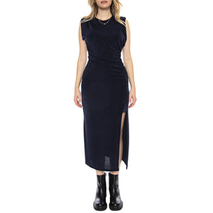 Vestido Midi Fruncido -- Abito Donna Navy Blue Lungo 53W/11236 Navy Blue WILD PONY 
