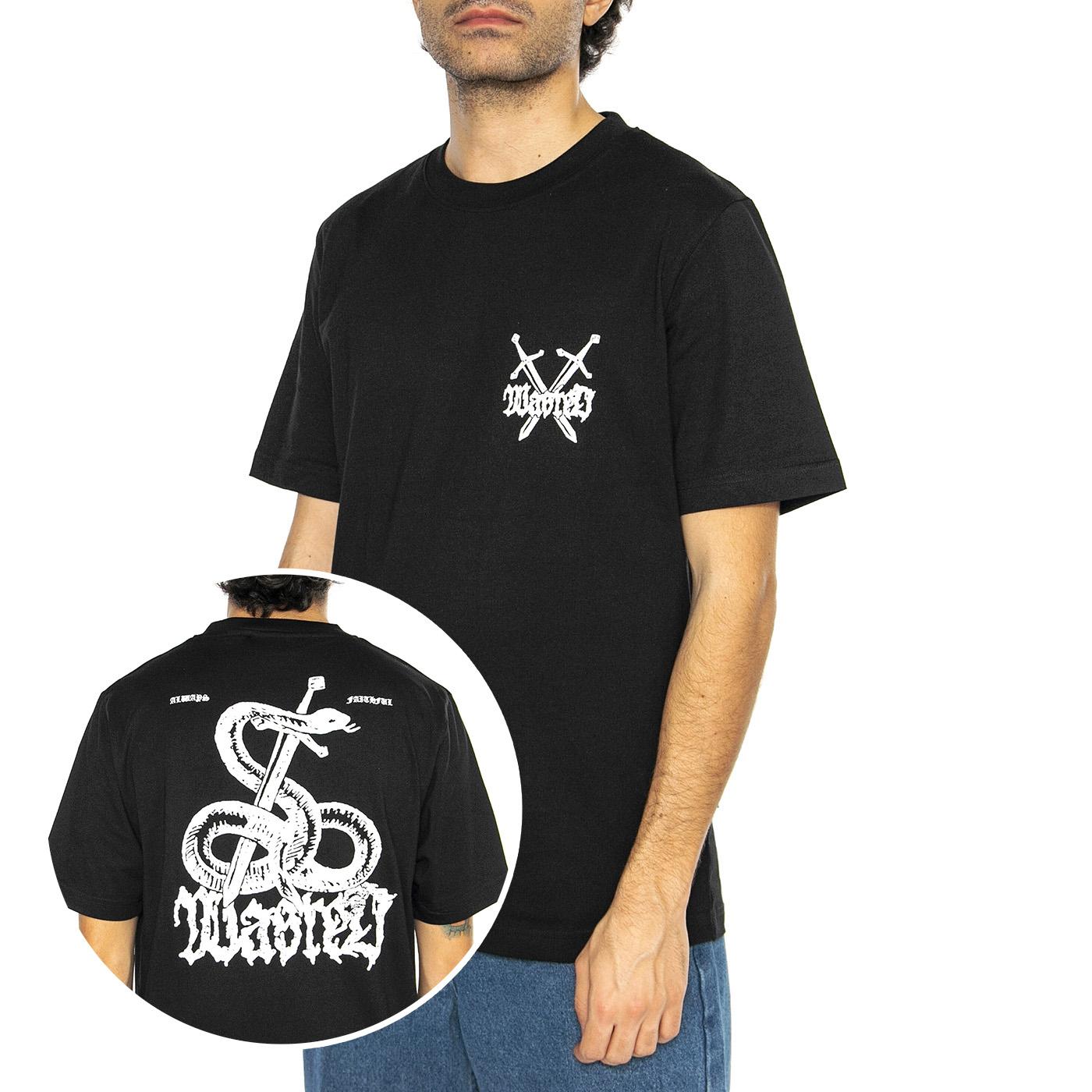 Atrax T-Shirt Black - Maglietta Girocollo Uomo Nera E20WASANTBLK  WASTED PARIS 
