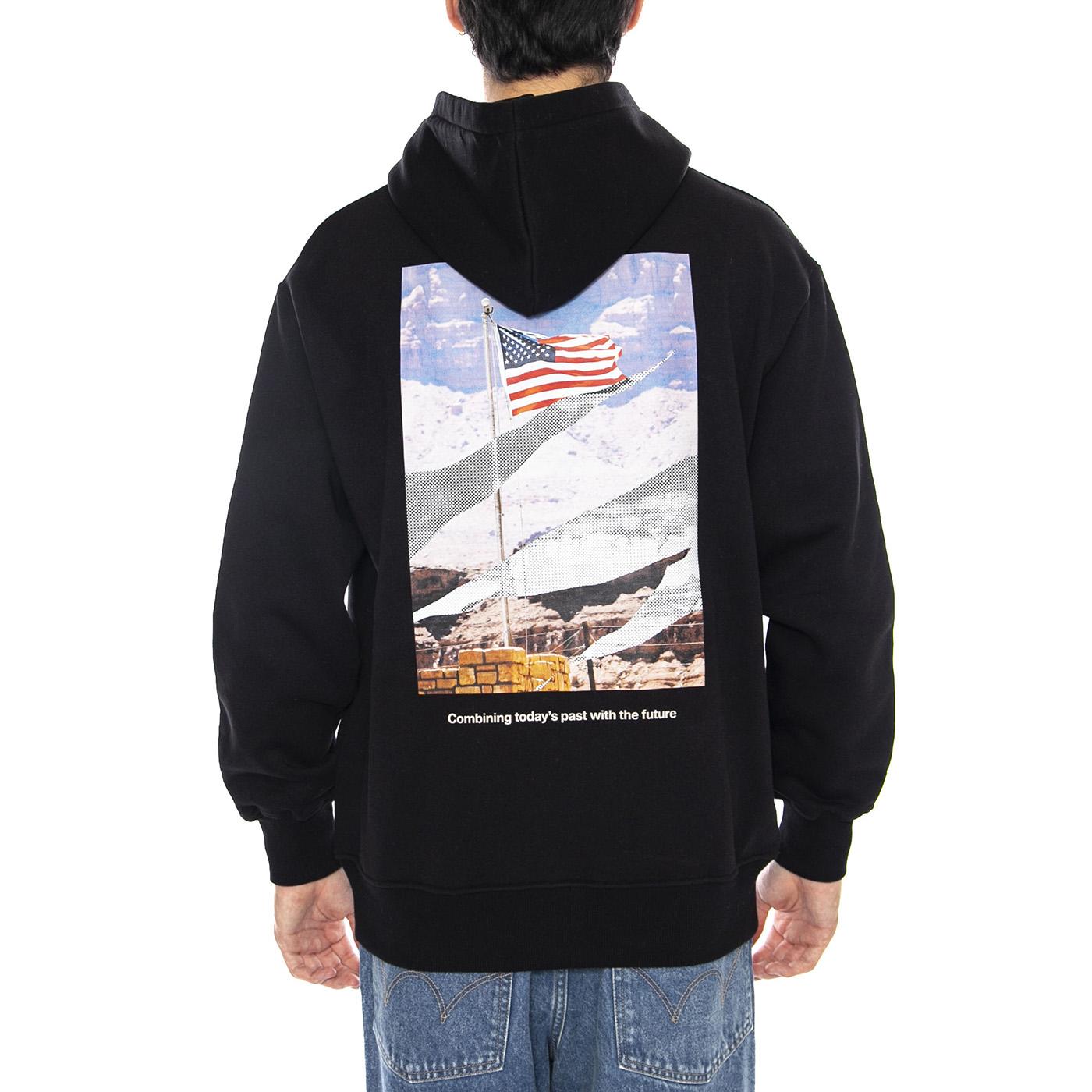 Starts And Stripes Black Hoodie - Felpa con Cappuccio Uomo Nera 6050177 10158 CAT 