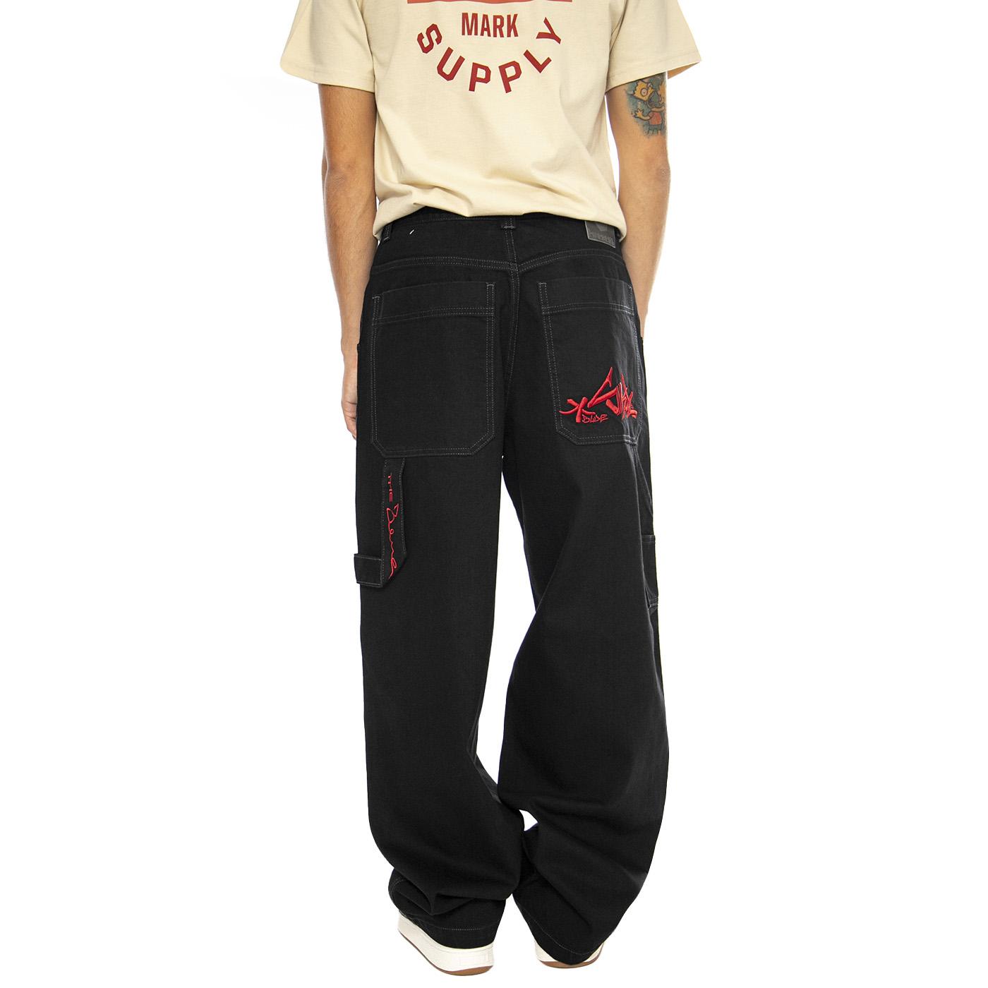 Logo Red Black - Pantaloni Denim Jeans Uomo Neri LOGORED-00N  BLUESKIN 