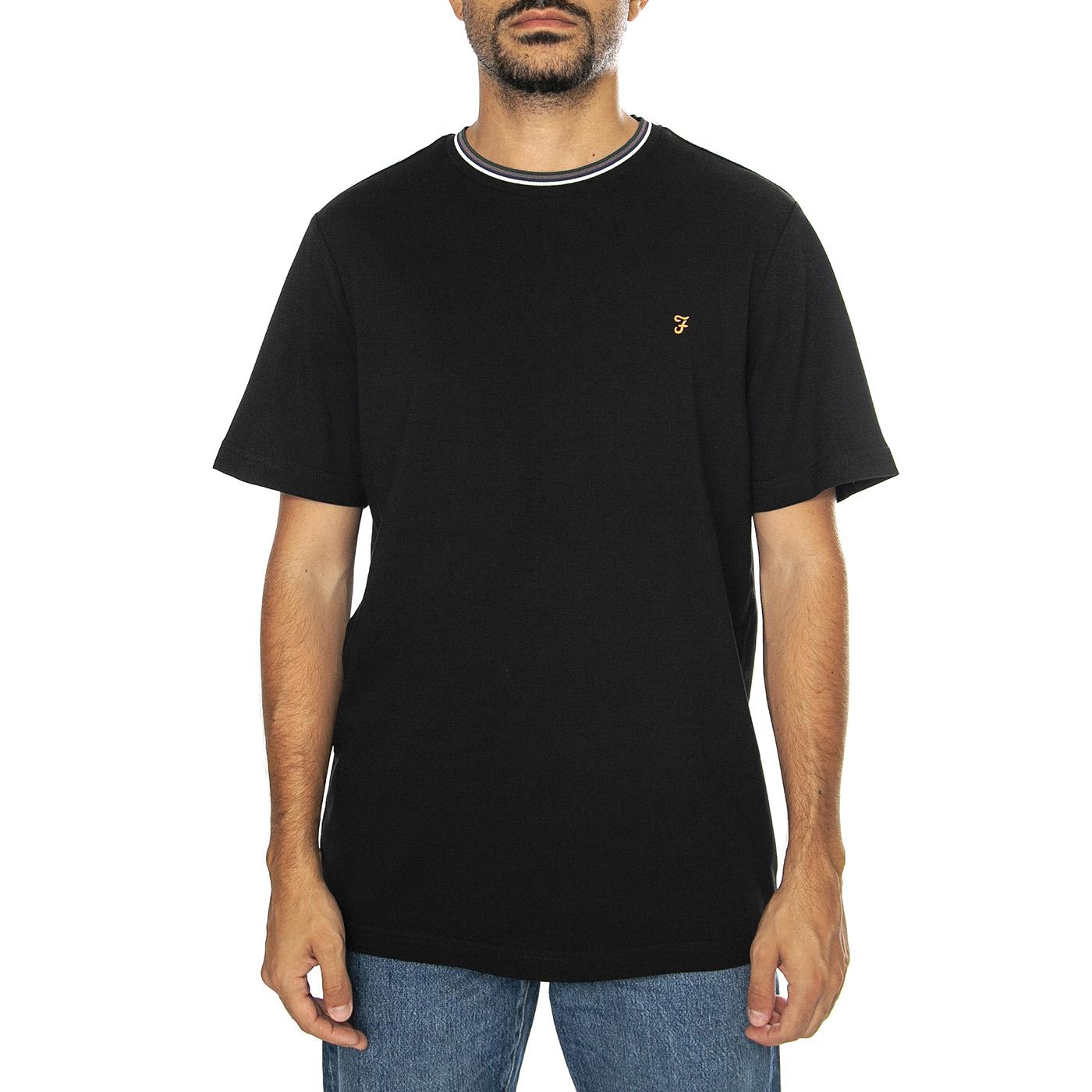Alvin Tipped Tee Black - Maglietta Girocollo Uomo Nera F4KFE069-010  FARAH 
