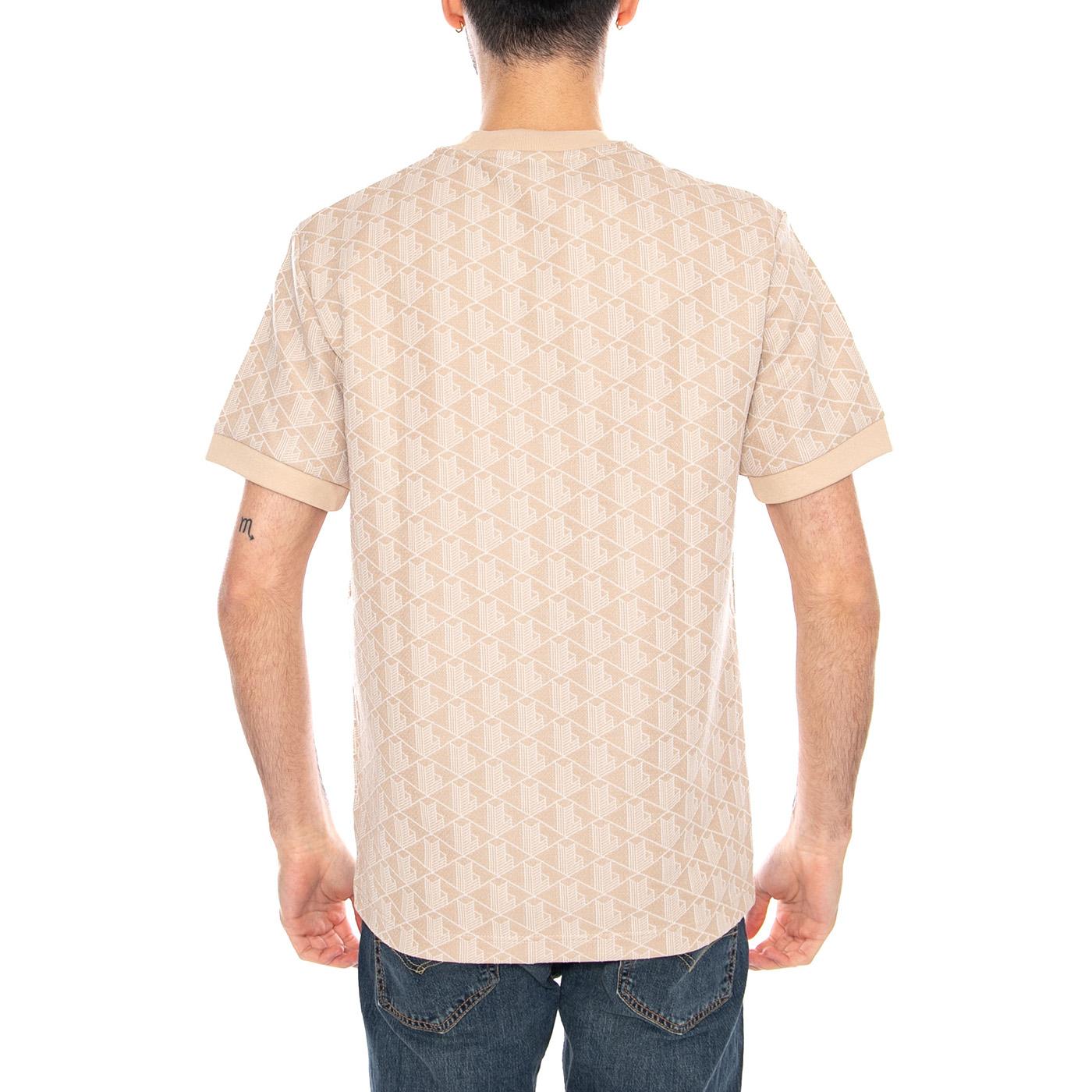 T-shirt Slim Fit Monogramma Jacquard - Polo Uomo Beige con Logo Lacoste TH1197 8GI LACOSTE 