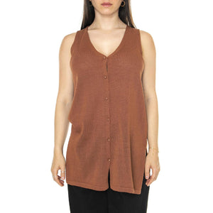 Cárdigan punto tipo chaleco marrón Brown - Cardigan Donna Marrone 41W/10616  WILD PONY 