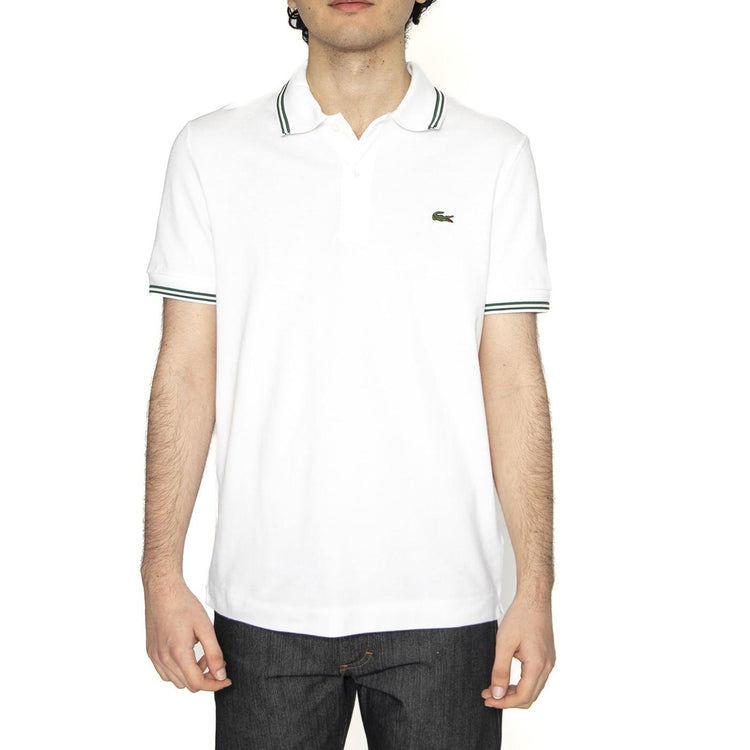 Maglietta M/C 001 Polo Shirt White - Polo Uomo Bianca con Logo a Contrasto PH9875-001  LACOSTE 