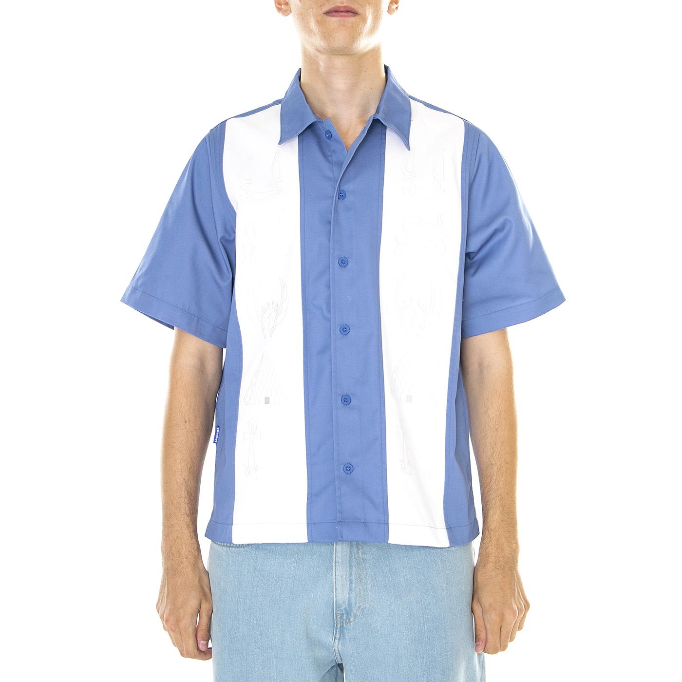M' GZA Shirt Sky Blue / White - Camicia Maniche Corte Uomo Blu / Bianca / Multicolore S23SGZA-SKY  USUAL 