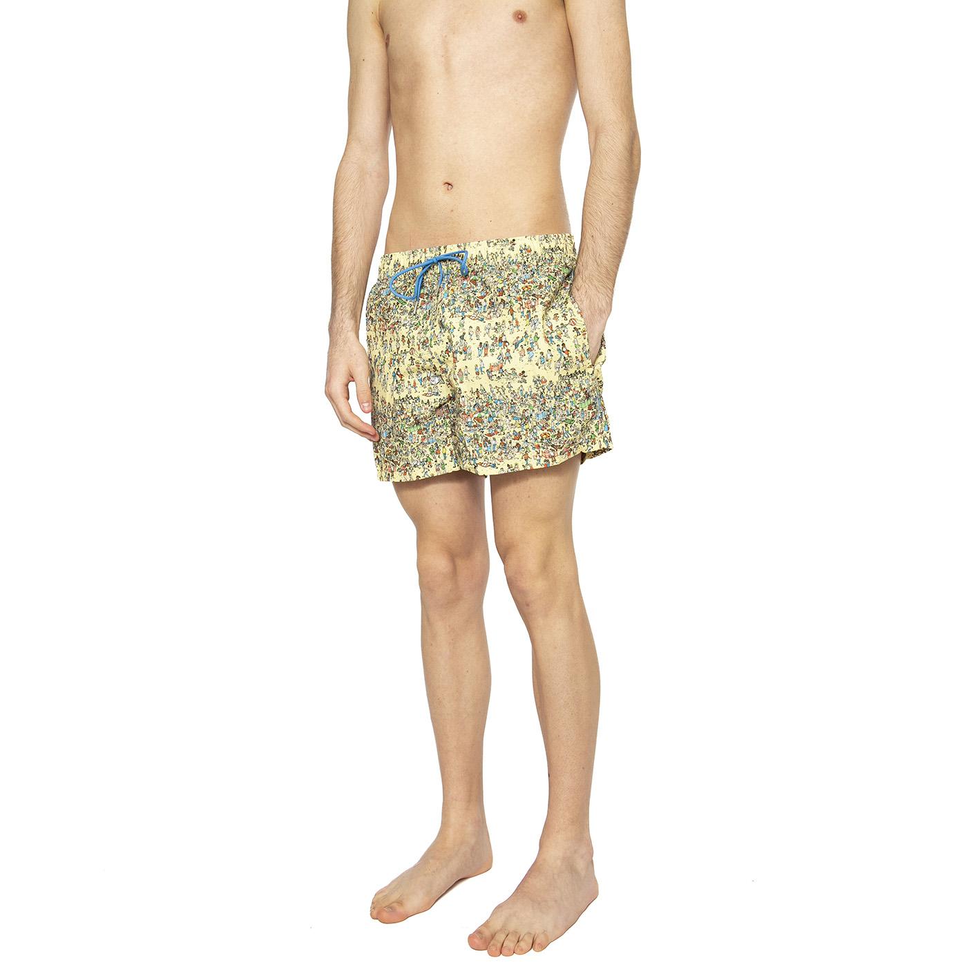 Where S Wally On The Beah Swimwear - Costume da Bagno Uomo Giallo 1905-ALOHA  BRAVA FABRICS 
