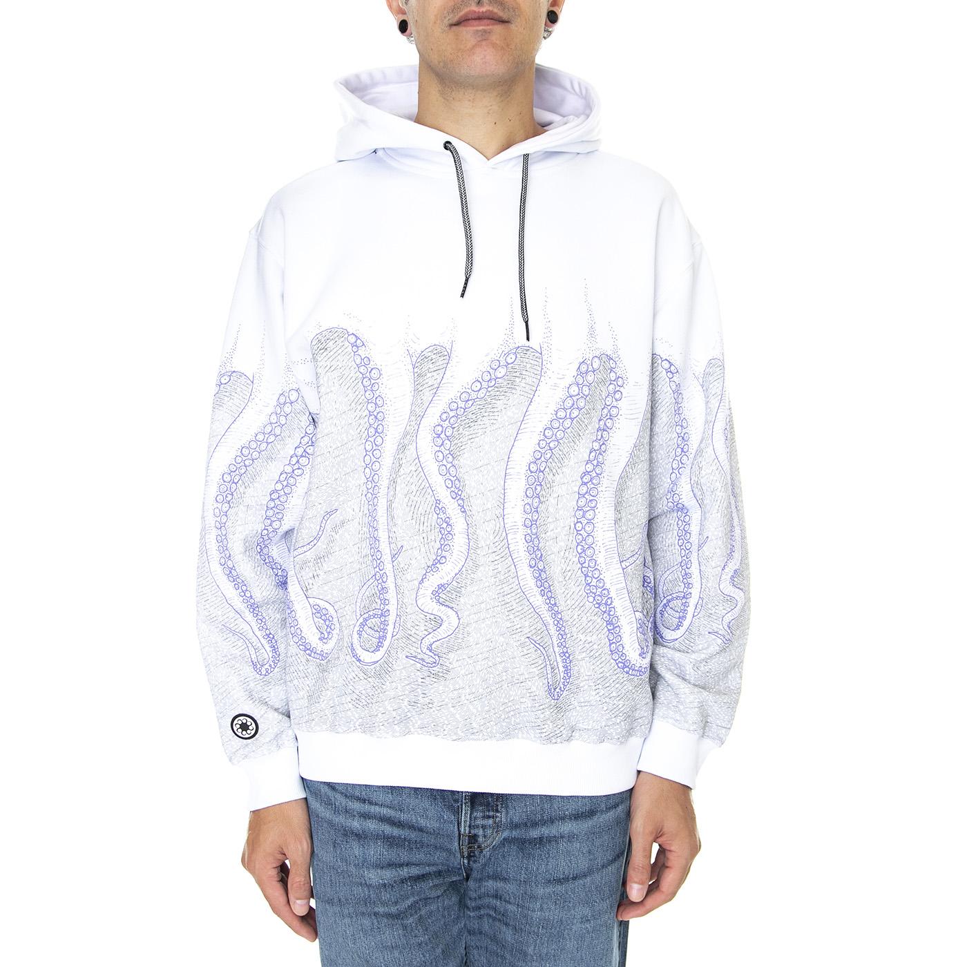 Milan Octopus Hoodie White - Felpa con Cappuccio Uomo Bianca 22WOSH33-WHITE  OCTOPUS 