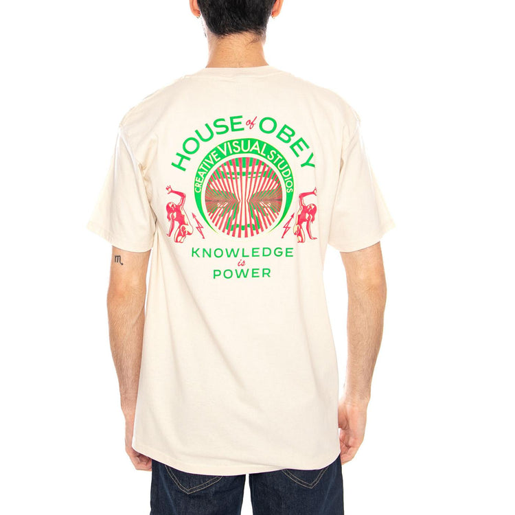 Obey Knowledge Is Power Tee Cream - Maglietta Girocollo Uomo Beige 165264298 CRM OBEY 