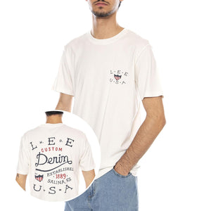 Essential Graphic Tee Ecru - Maglietta Girocollo Uomo Crema 112370518  LEE 