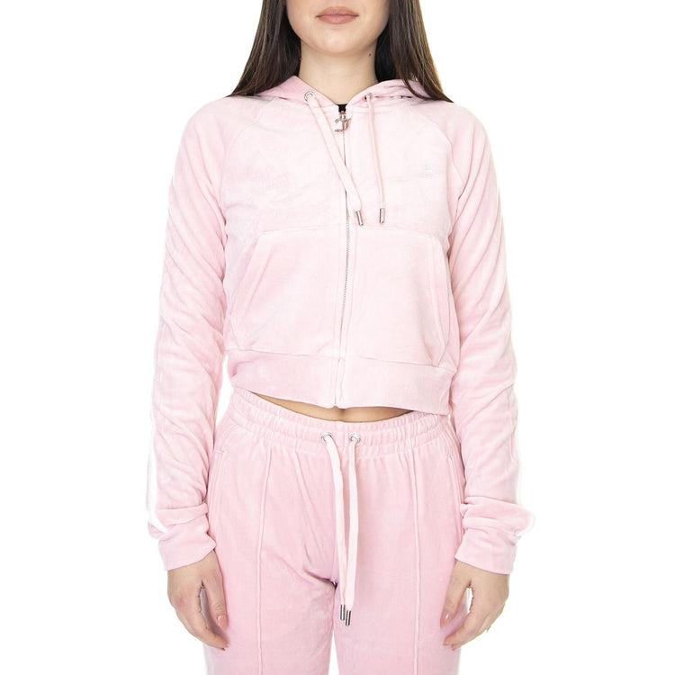 Contrast Madison Almond Blossom - Felpa con Cappuccio e Zip Donna Rosa JUCJCWA122075-ALM  JUICY COUTURE 