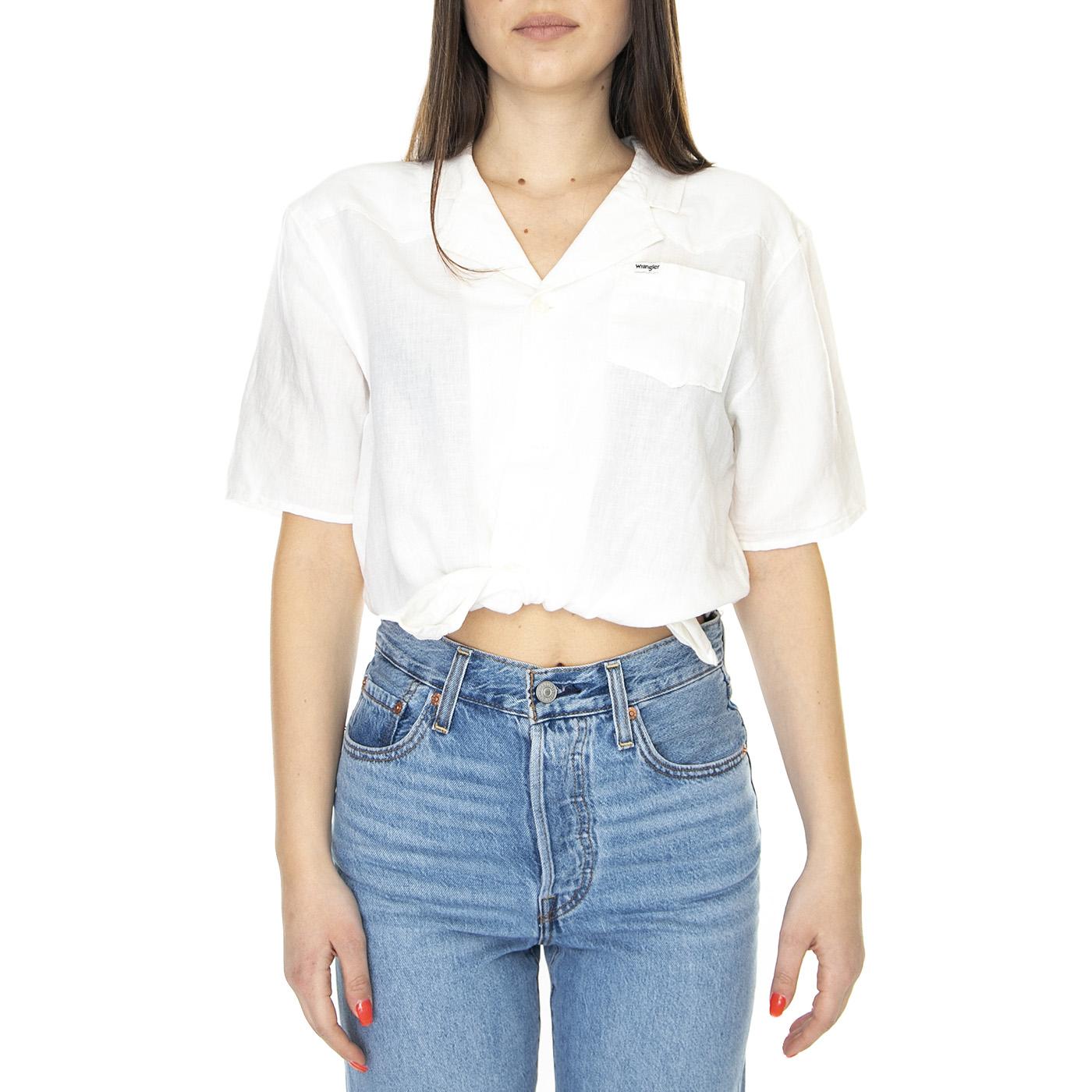 Tie Resort Shirt Worn White - Camicia Maniche Corte Donna Bianca W5Q4LOW0  WRANGLER 