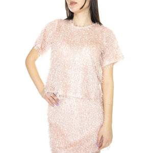 Top de Manga Corta con Flecos Rosa - Top Donna Rosa 31W/11251  WILD PONY 
