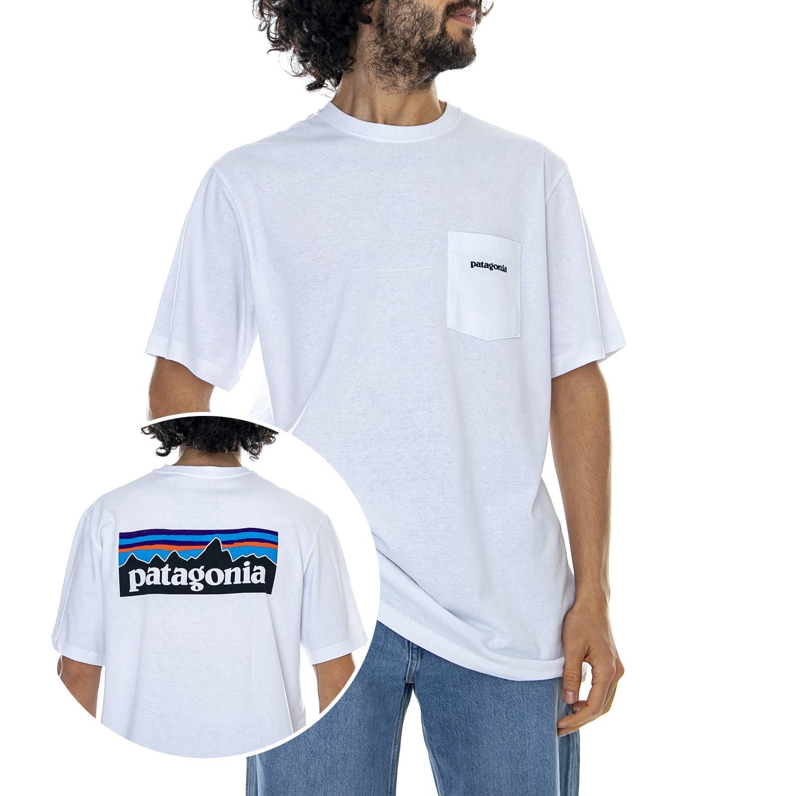 P-6 Logo Pocket Responsibili-Tee - White - Maglietta Girocollo Uomo 39178-WHI  PATAGONIA 