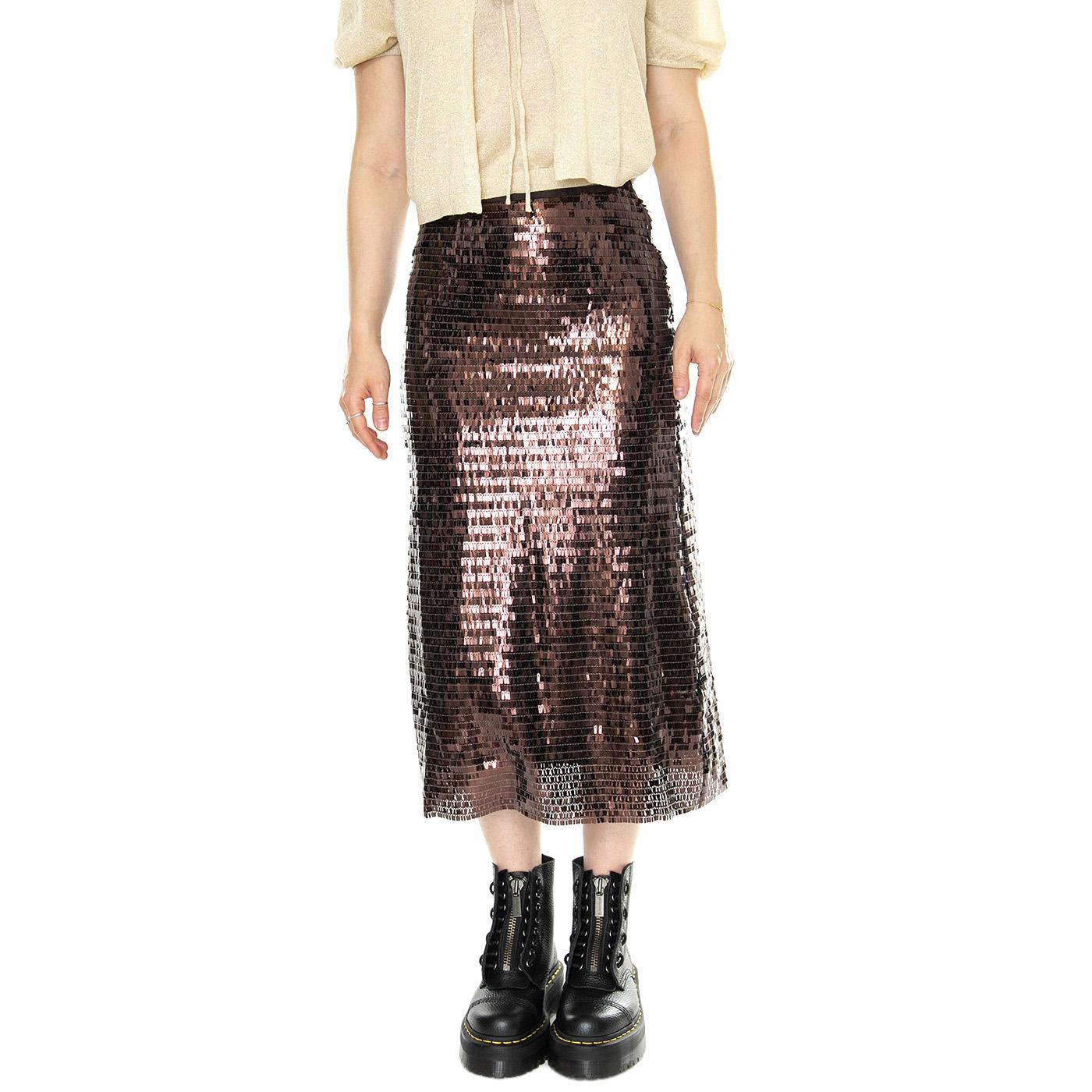 Falda midi lentejuelas marrón Brown Skirt - Gonna Marrone 41W/11290  WILD PONY 