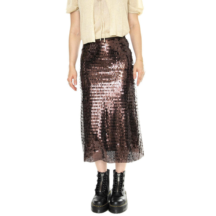 Falda midi lentejuelas marrón Brown Skirt - Gonna Marrone 41W/11290  WILD PONY 