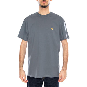 S/S Chase T-Shirt Cozy Blur / Gold - Maglietta Girocollo Uomo Blu I026391 3LPXX CARHARTT WIP 