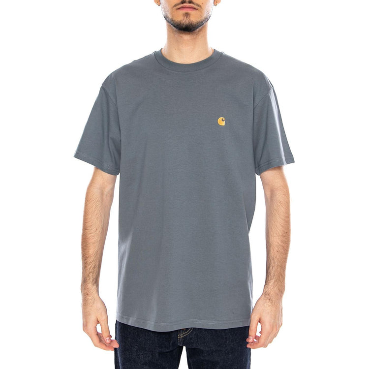 S/S Chase T-Shirt Cozy Blur / Gold - Maglietta Girocollo Uomo Blu I026391 3LPXX CARHARTT WIP 