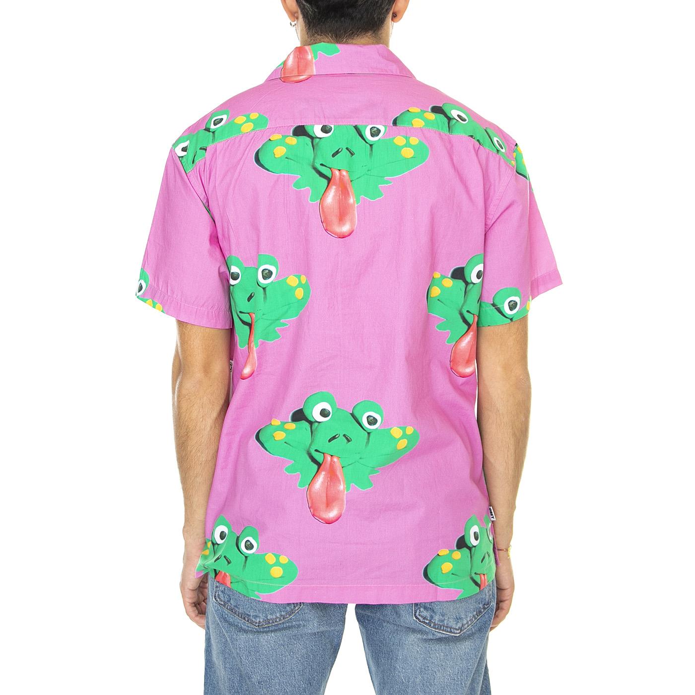 Frogman Woven S SS Wild Rose Multi - Camicia Maniche Corte Uomo Viola 181210376-ROS  OBEY 