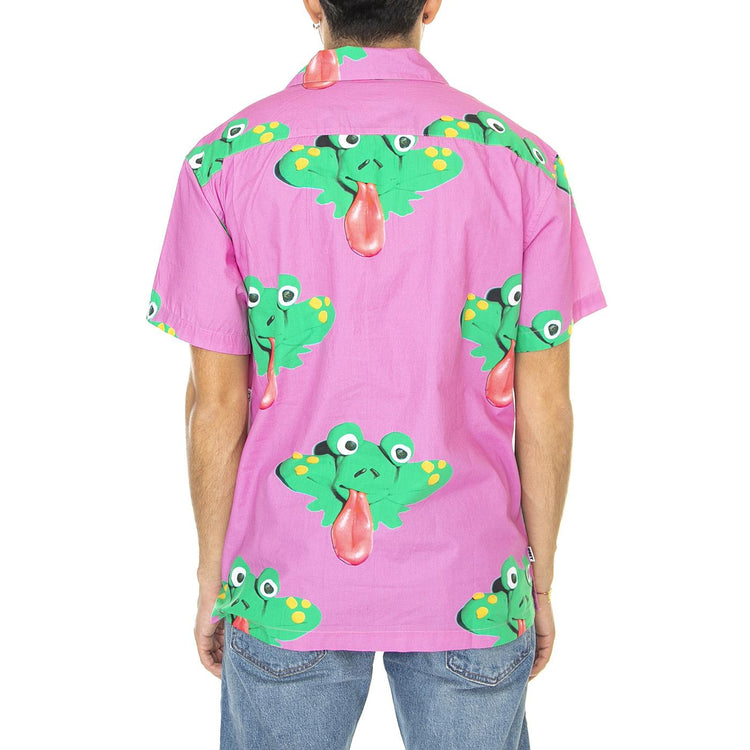 Frogman Woven S SS Wild Rose Multi - Camicia Maniche Corte Uomo Viola 181210376-ROS  OBEY 