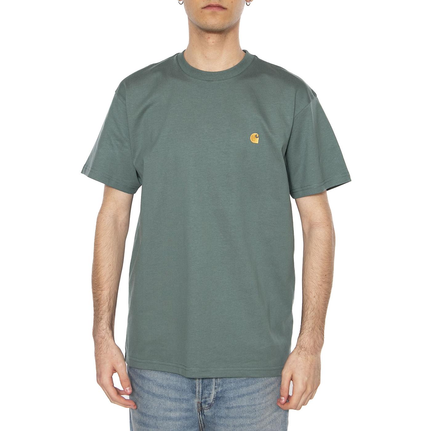 S/S Chase T-Shirt Silver Pine / Gold - Maglietta Girocollo Uomo Verde I026391.2N0XX  CARHARTT WIP 