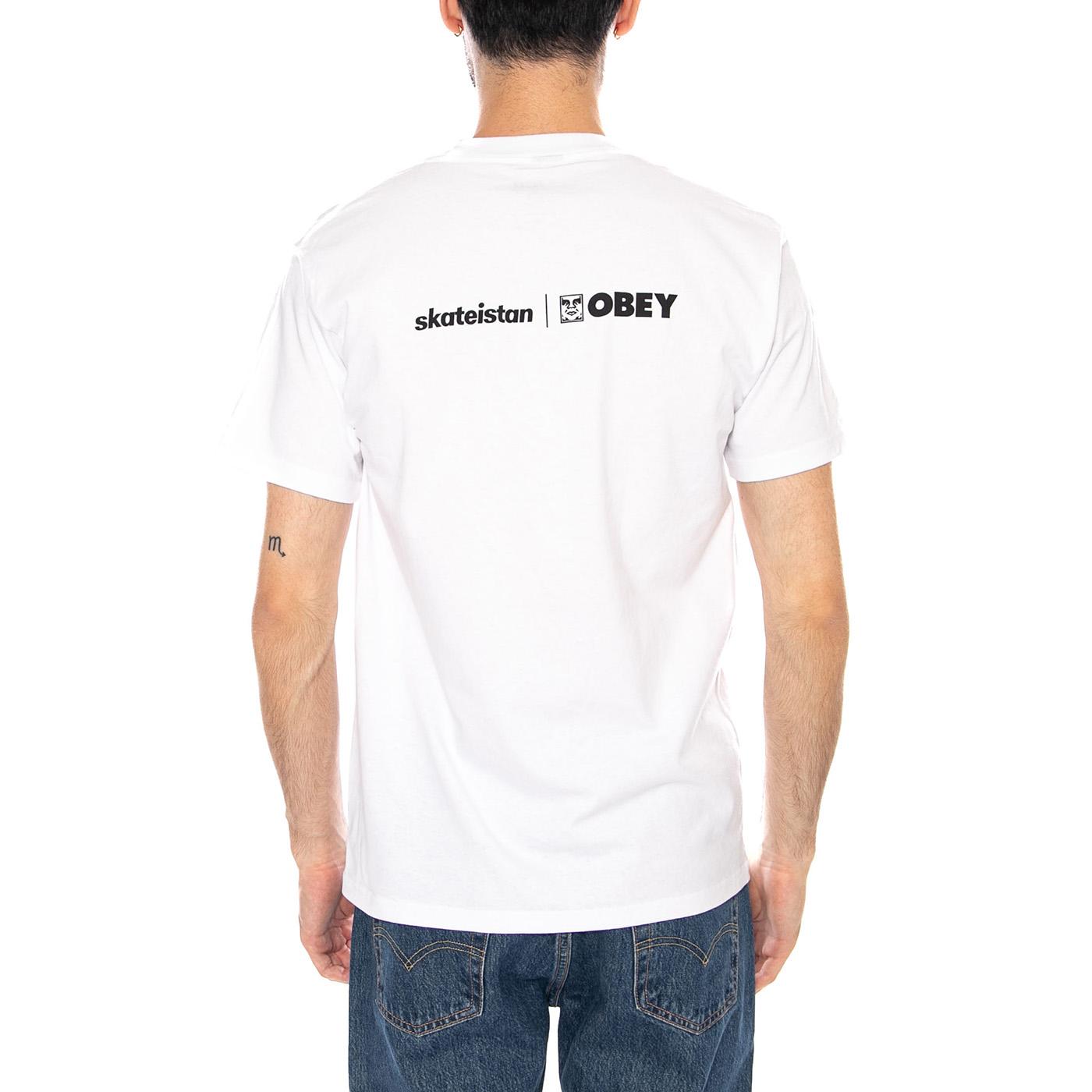 SKATEISTAN / OBEY TEE - Maglietta Girocollo Uomo Bianca 165264402 WHT OBEY 