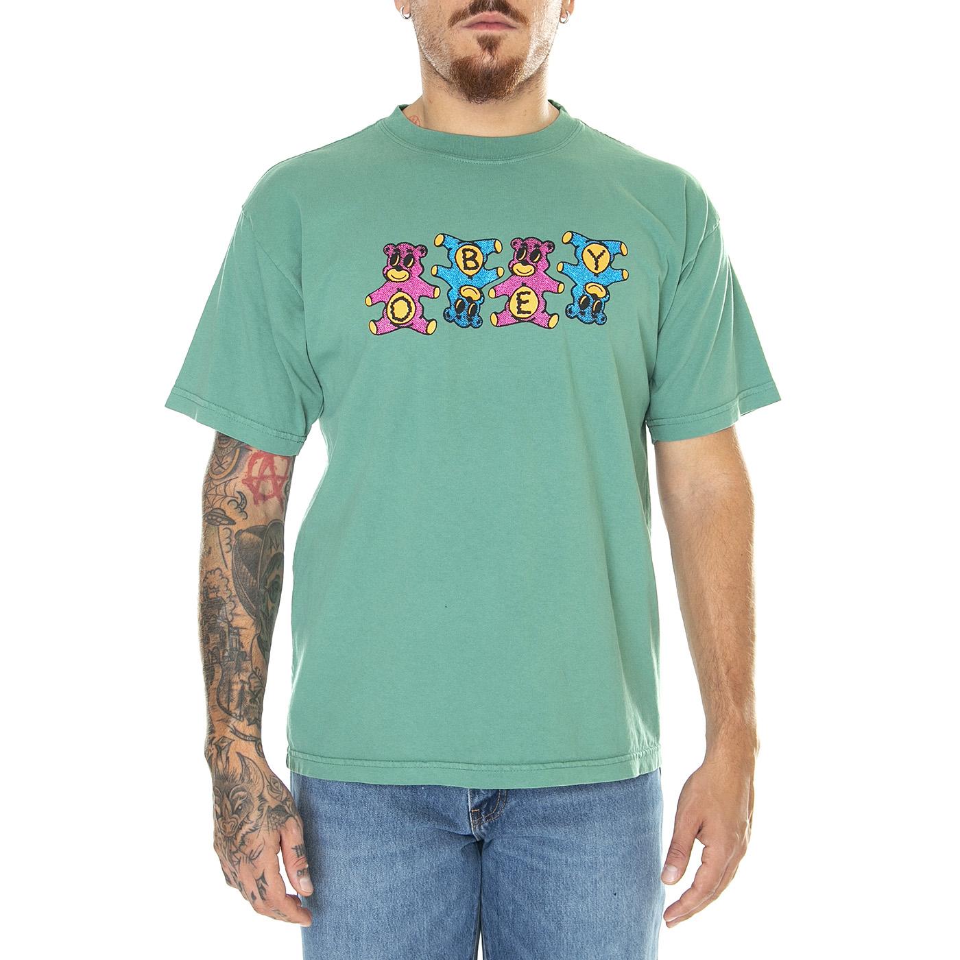 M's Obey Heavyweight Tee Palm Leaf - Maglietta Girocollo Uomo Verde 166913460-PLF  OBEY 