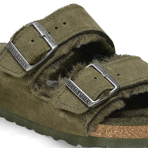 Arizona Shearling Thyme Suede Leather Sandals - Sandali Donna Verdi 1025687  BIRKENSTOCK 