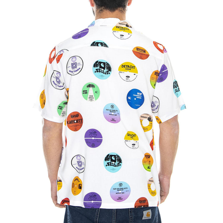 S/S Record Shirt Record Print, White - Camicia Maniche Corte Uomo Bianca I027529.09I.00.03  CARHARTT WIP 