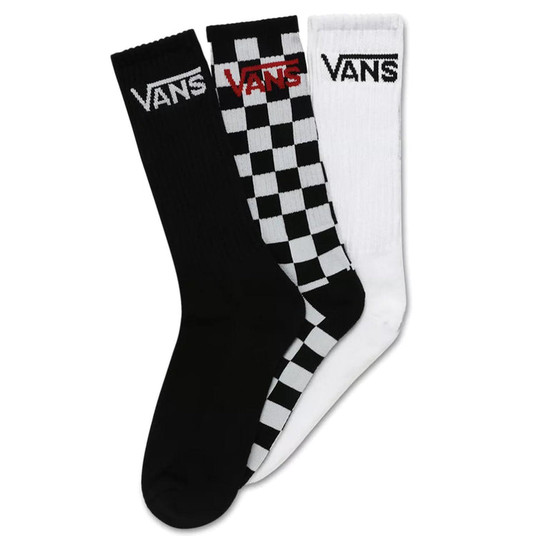 Classic Three-Pack Crew-Socks - (6.5-9) - Black / Checkerboard - Set da Tre Paia di Calzini Multicolore VN000XSE95Y1  VANS 