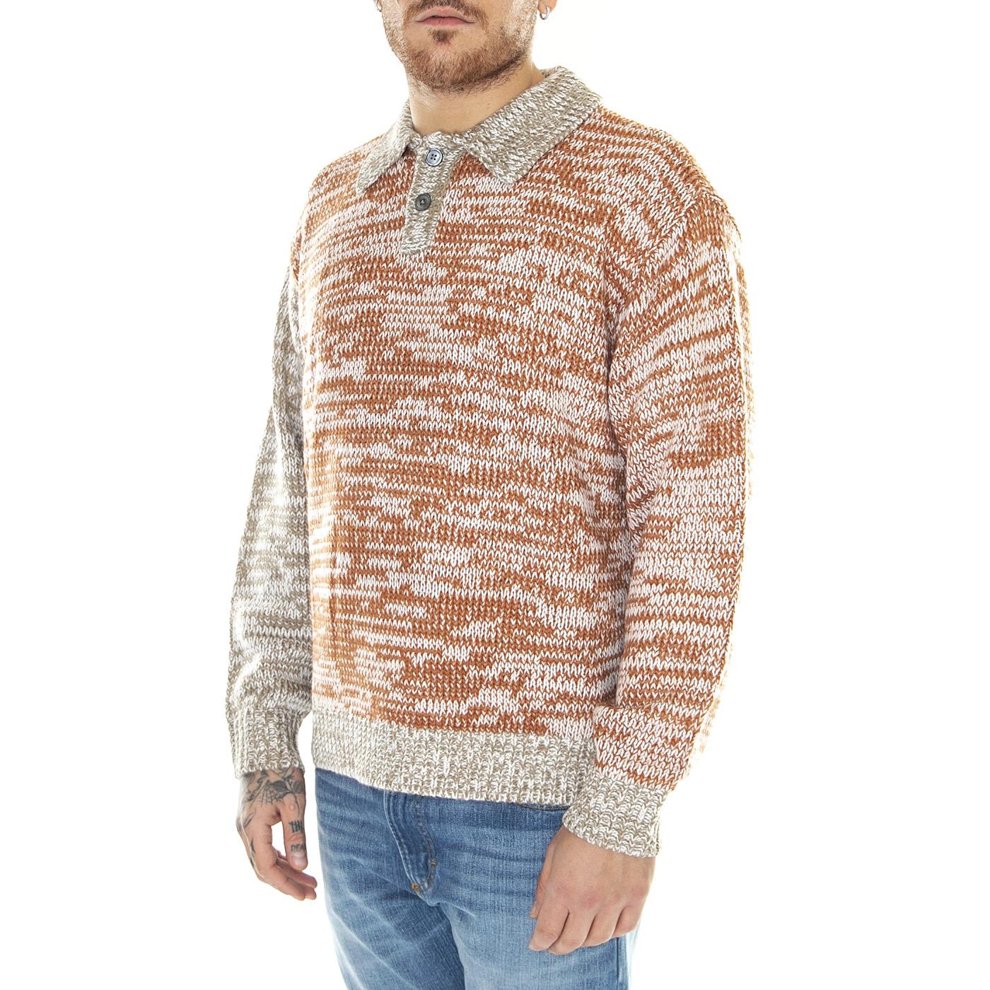 Carter Sweater Polo Brown Multi - Maglione Girocollo Uomo Multicolore 151000075-BRN  OBEY 