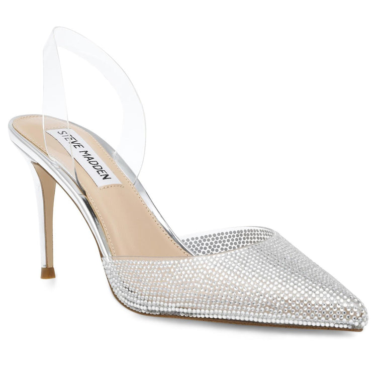 Lucyle Silver Clear Vinyl + Clear Stones - Scarpe Décolleté Donna Bianco / Argento SMSLUCYLE-SIL  STEVE MADDEN 