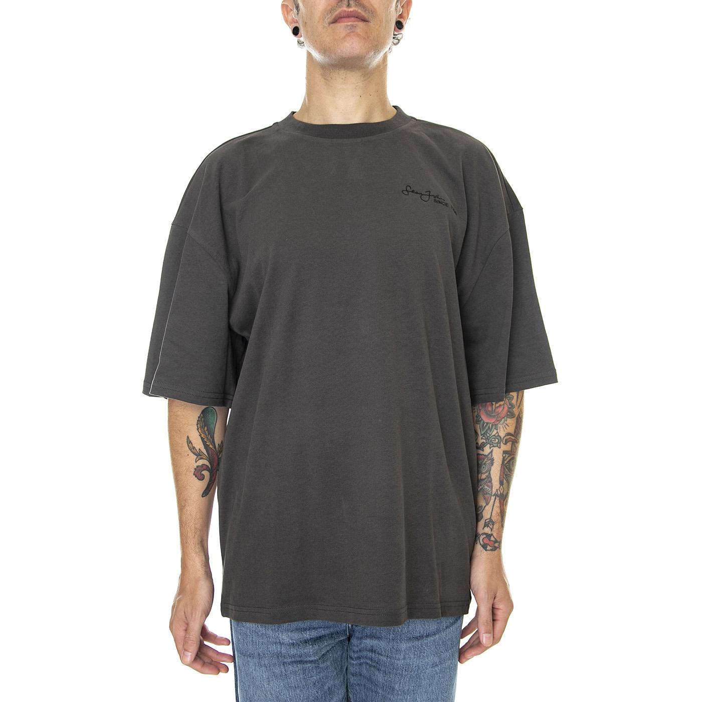 Script Logo Backprint Peached Tee 01 Black - Maglietta Girocollo Uomo Nera 6061644/222  SEAN JOHN 