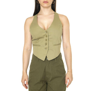 Chaleco corto espalda cruzada verde - Gilet Donna Verde 41W/11268  WILD PONY 