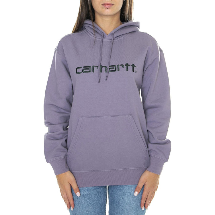 W' Hooded Carhartt Sweatshirt Glassy Purple / Discovery Green - Felpa con Cappuccio Donna Viola I032695.1TFXX  CARHARTT WIP 
