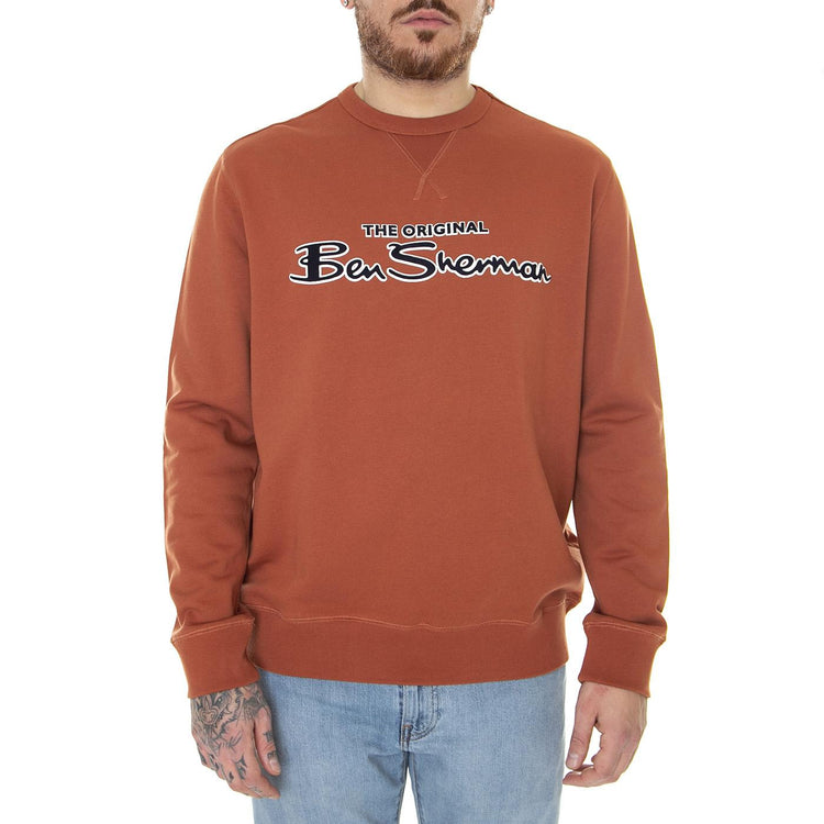 Signature Logo Sweat Sienna - Felpa Girocollo Uomo Marrone 59337-075  BEN SHERMAN 