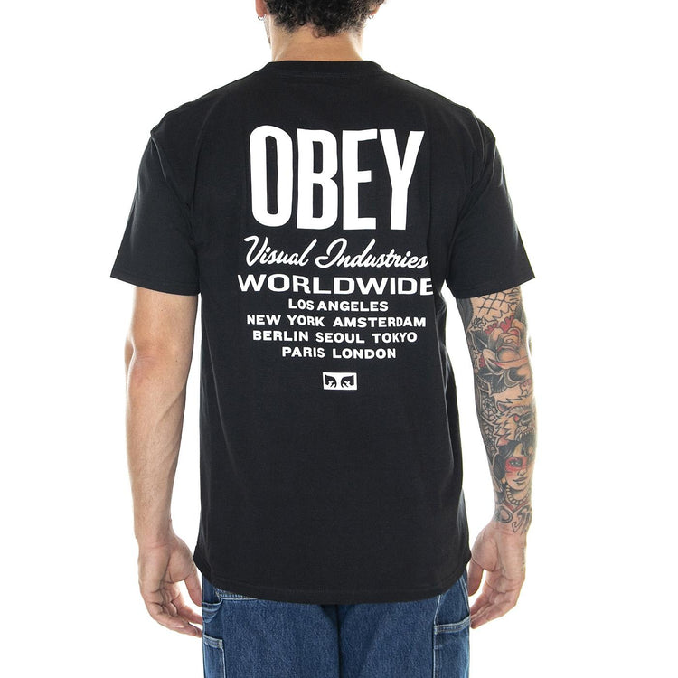 Obey Visual Ind. Worldwide Classic Tee Black - Maglietta Girocollo Uomo Nera 165263541-BLK  OBEY 