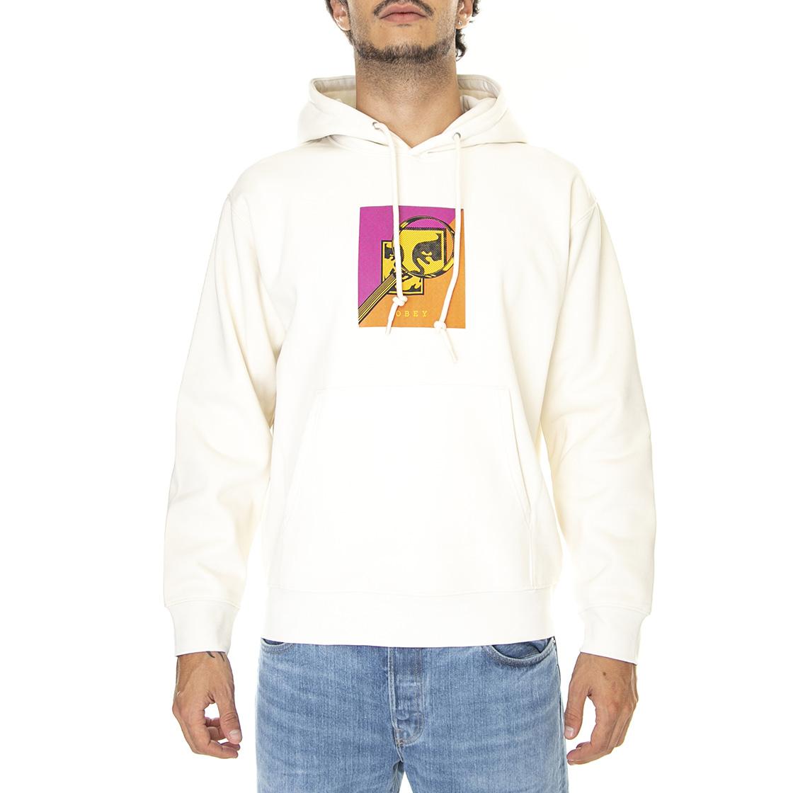 Obey Maginify Premium Hood Fleece Unbleached - Felpa con Cappuccio Uomo Beige 112843154-UBL  OBEY 
