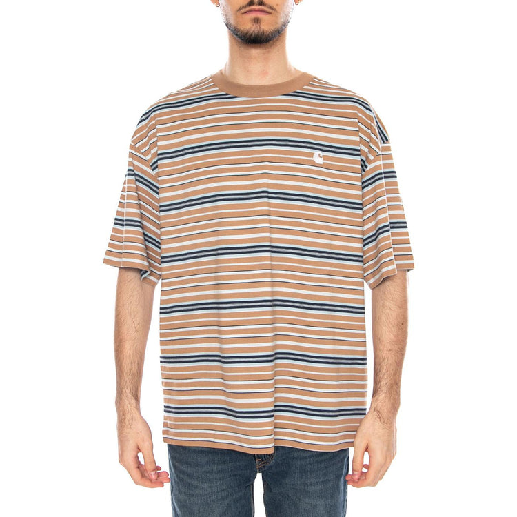 S/S Zane T-Shirt Zane Stripe, Peanut - Maglietta Girocollo Uomo Multicolore I036186 3KZXX CARHARTT WIP 
