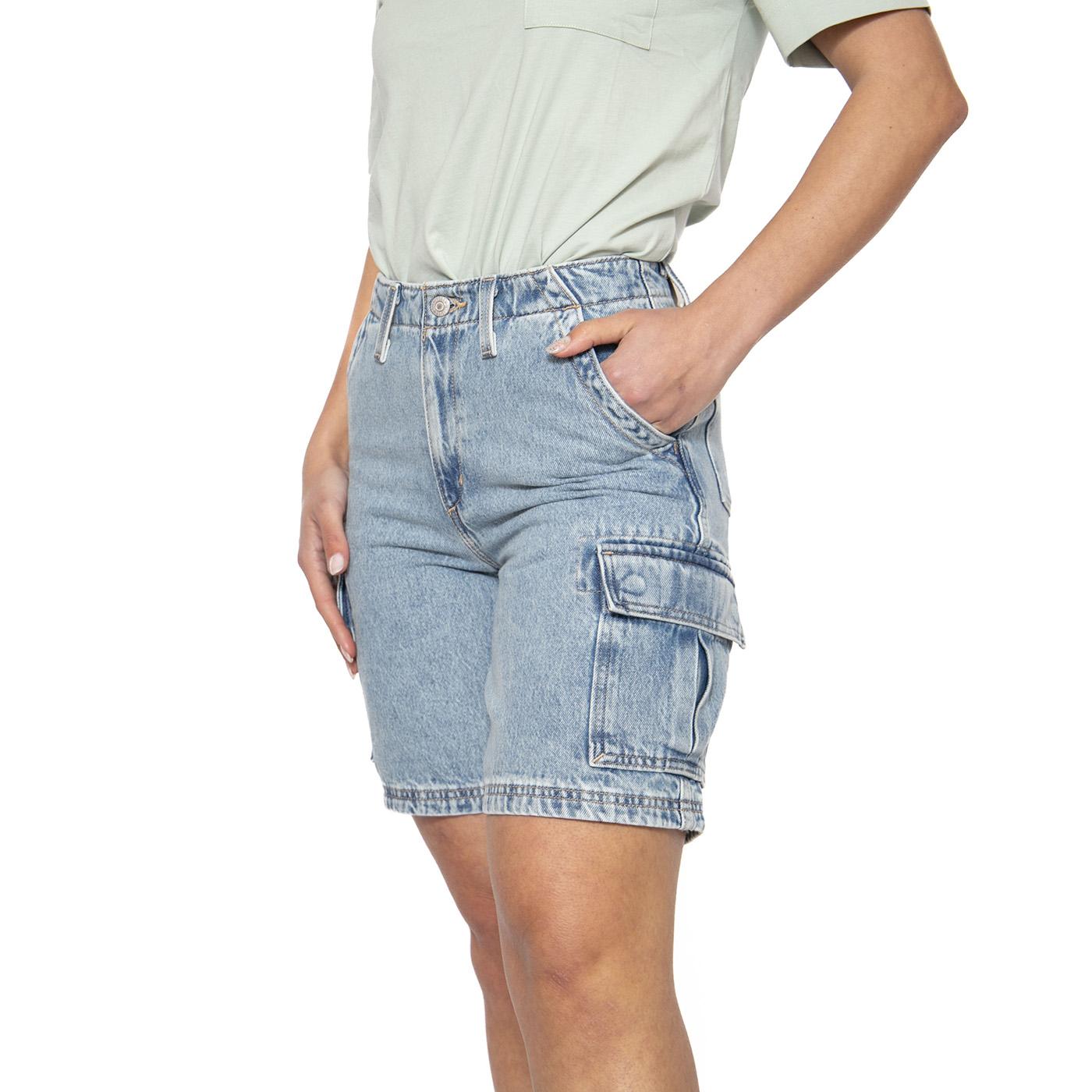 Baggy Cargo Short Too Clean Blue - Bermuda Cargo Donna Blu 001VA-0000 . LEVIS 