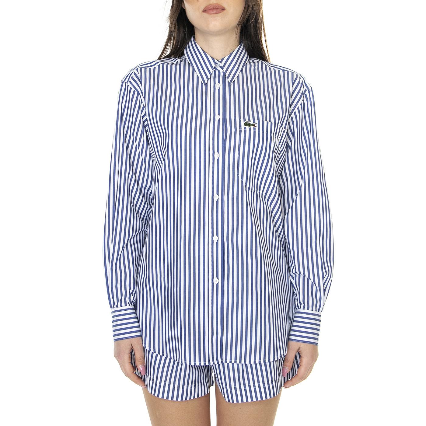 W' Camicia M/C NHX - Camicia Donna Blu / Multicolore CF5886-NHX  LACOSTE 