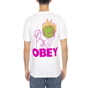 OBEY World in Flames Tee -- Maglietta Girocollo Uomo Bianca 165264236 WHT OBEY 
