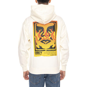 OBEY ICON STENCIL FLAME FLEECE - Felpa con Cappuccio Uomo Bianca 117464048 UBL OBEY 